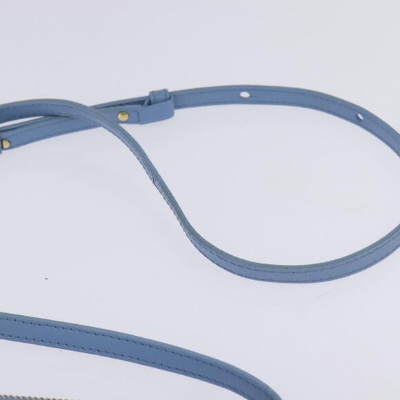 CELINE Trio Shoulder Bag Leather Light Blue Gold - Picture 8 of 13